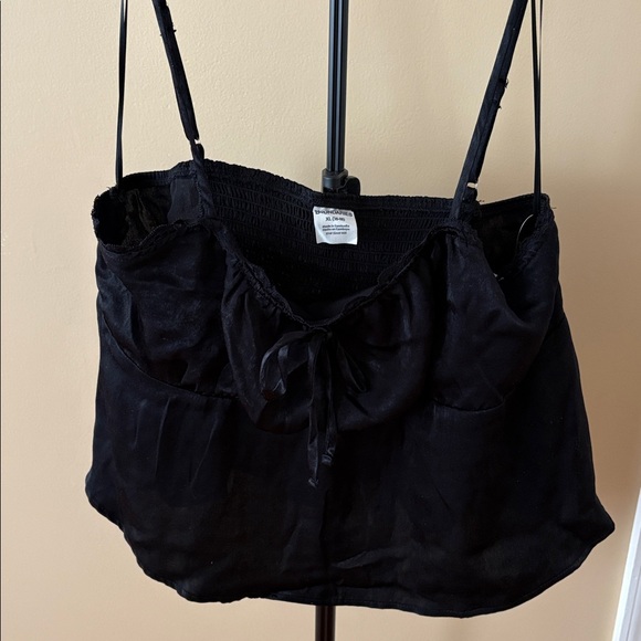 No Boundaries Black Satin Cami with Lace Trim and Tie - Picture 6 of 6